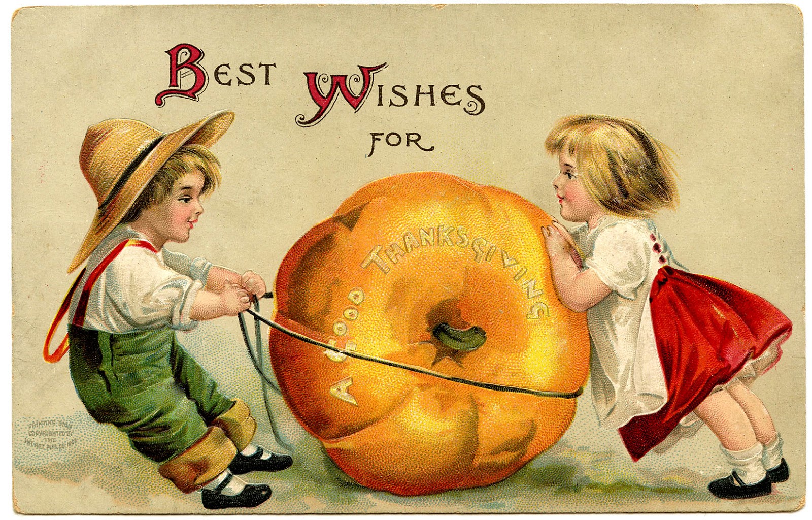 Vintage Thanksgiving Image - Cute Kids with Pumpkin - The ...