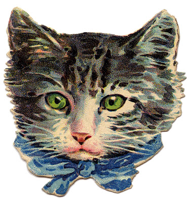Vintage Image Kitty Cat Green Eyes