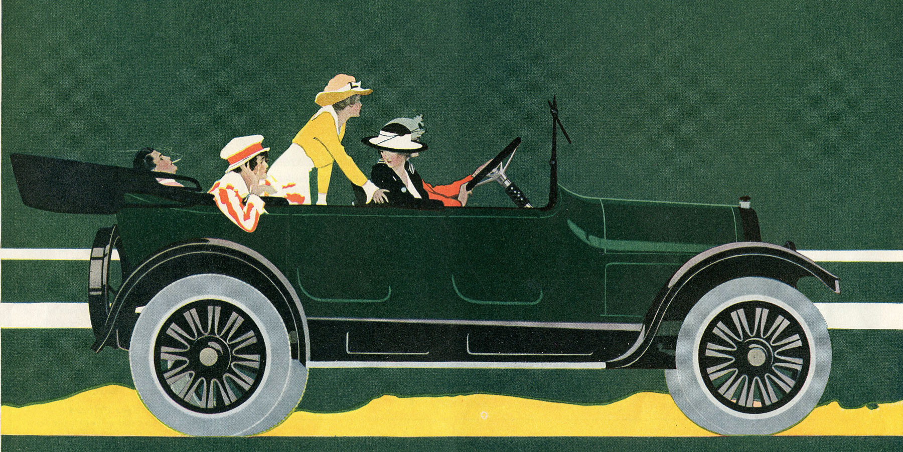 Antique Car Image - Lady Driver - The Graphics Fairy