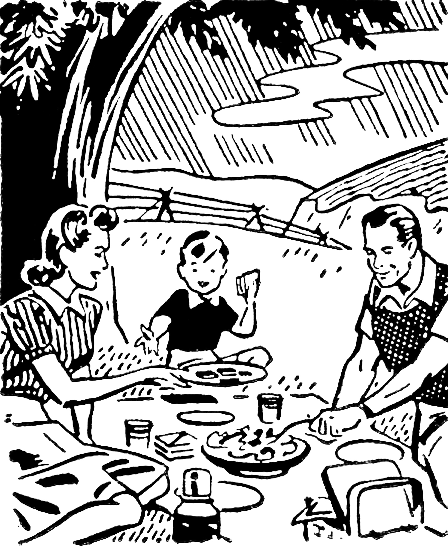 free black and white picnic clip art - photo #46