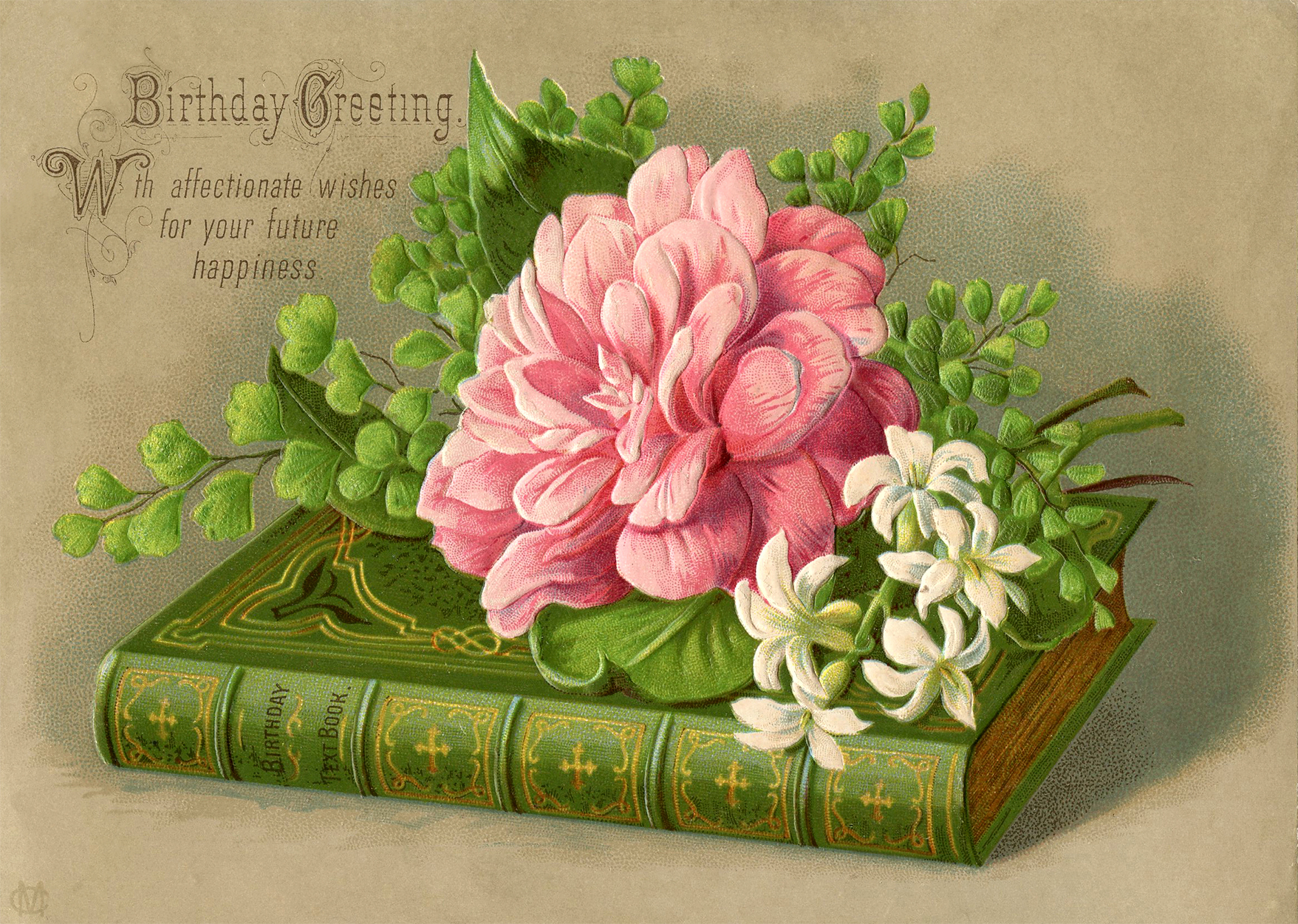 Vintage Birthday Image - Book - Flowers - The Graphics Fairy