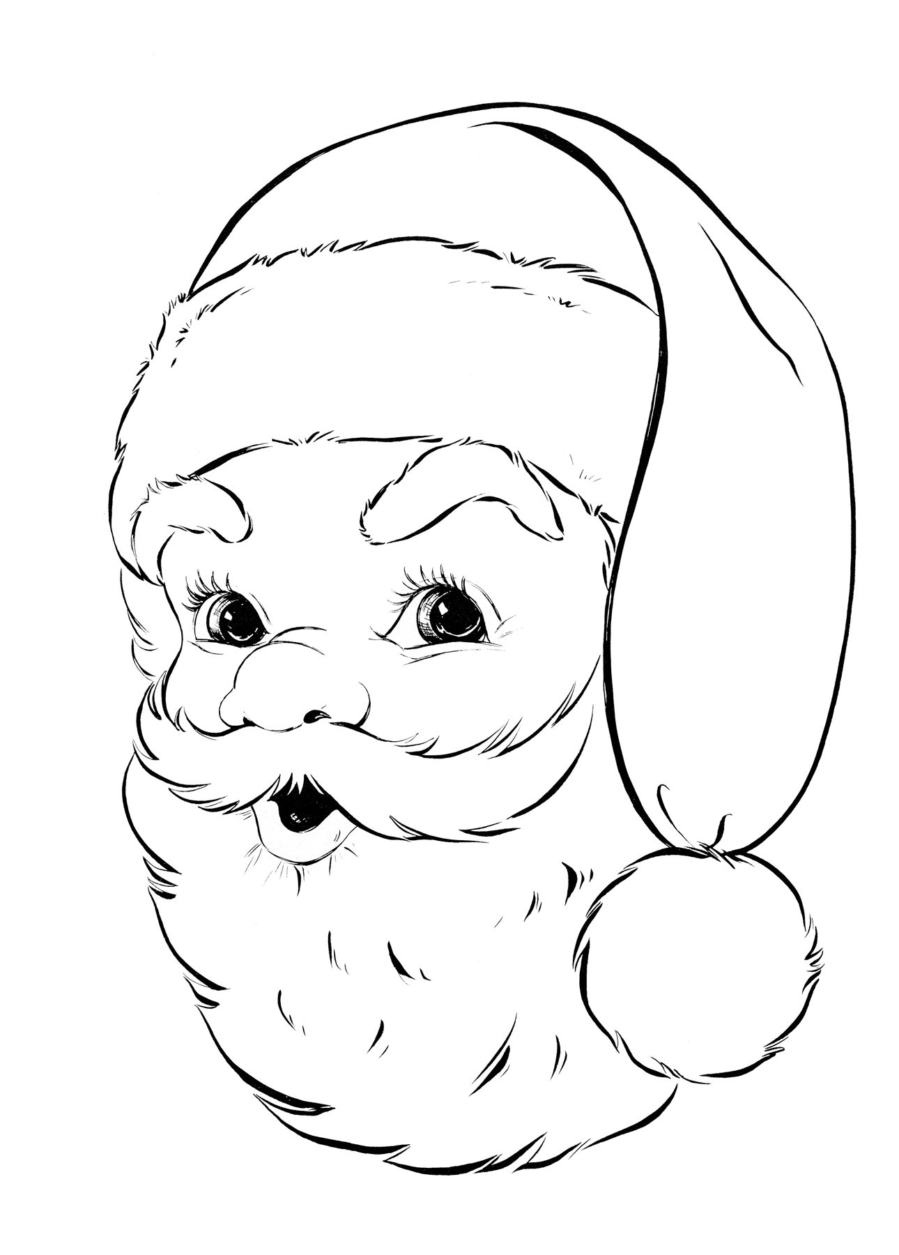 a santa head coloring pages - photo #21