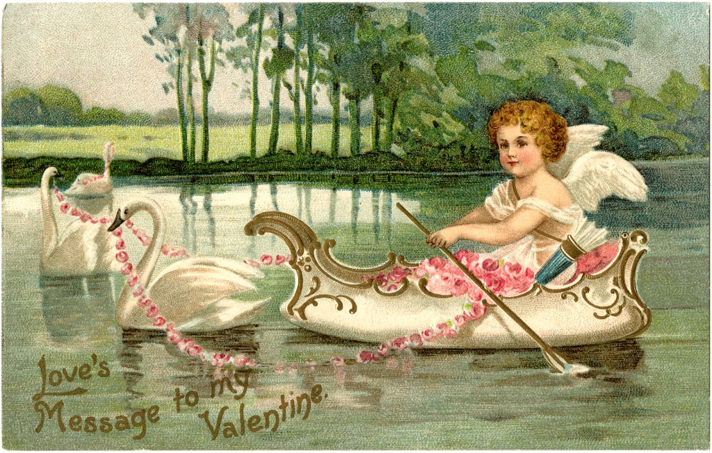 Valentine Cupid with Swans