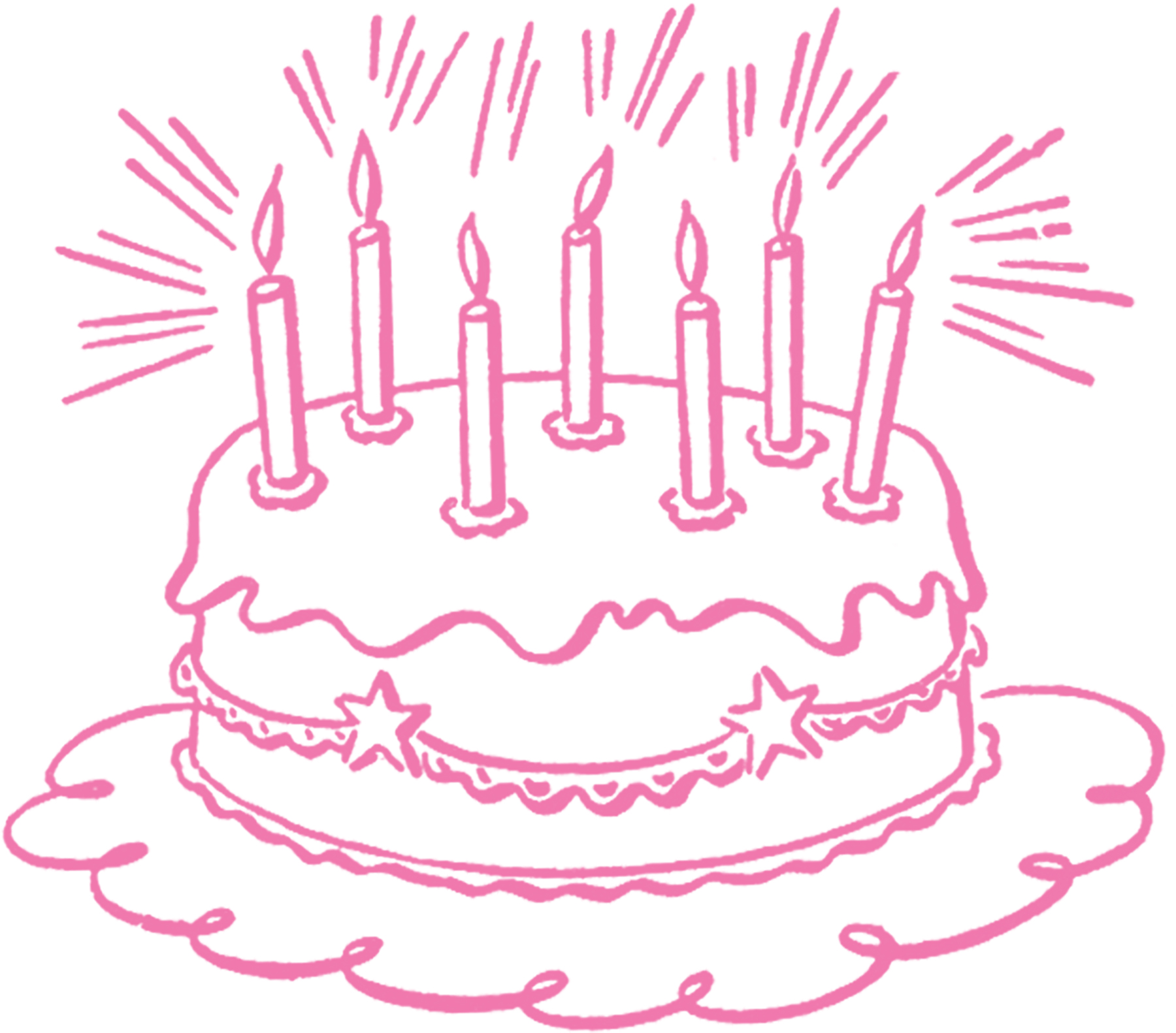 these are some fun vintage birthday cake line art images these retro ...