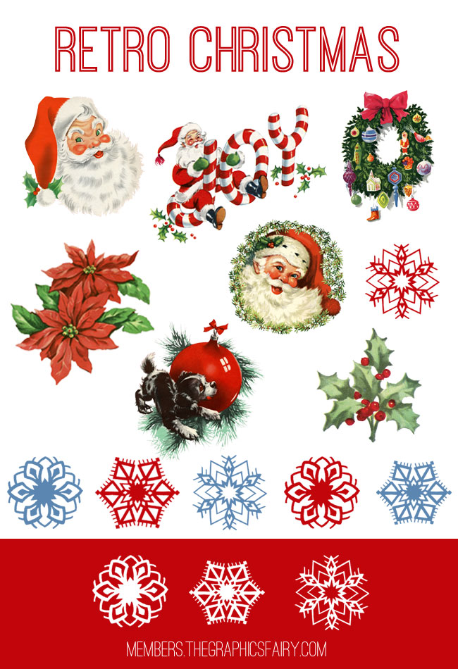 Gorgeous Retro Christmas Bundle! - Graphics Fairy Premium - The