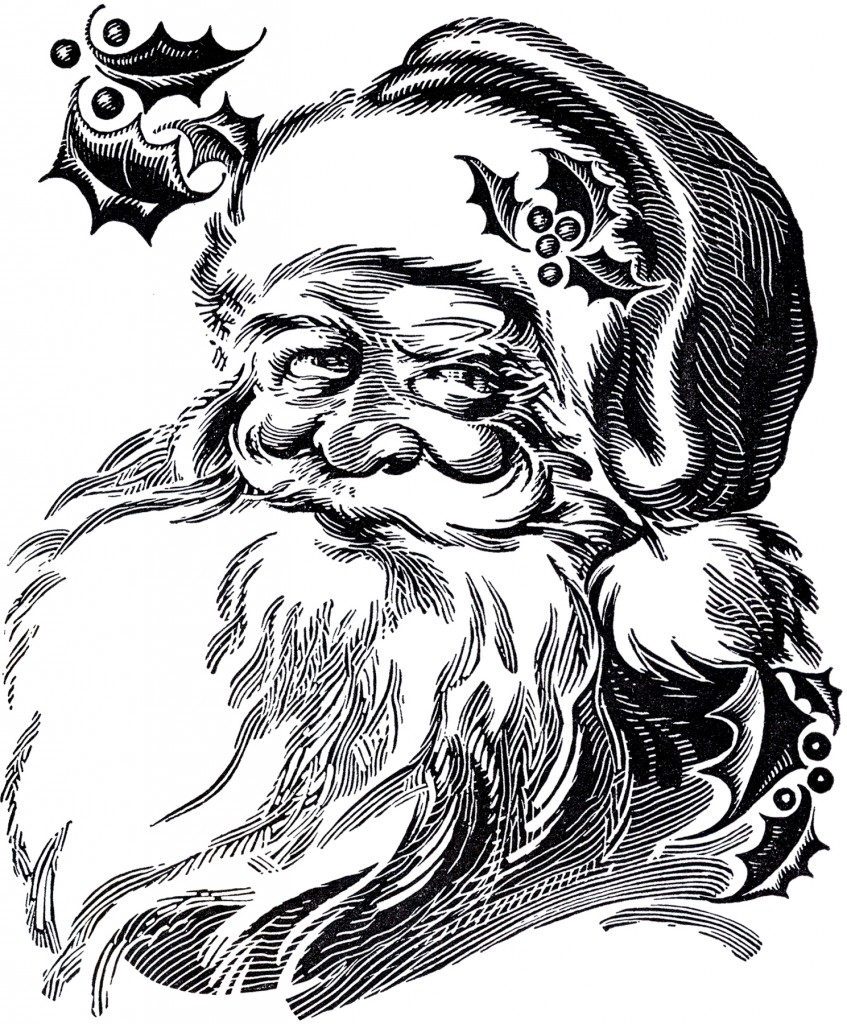 free black and white santa clipart - photo #44