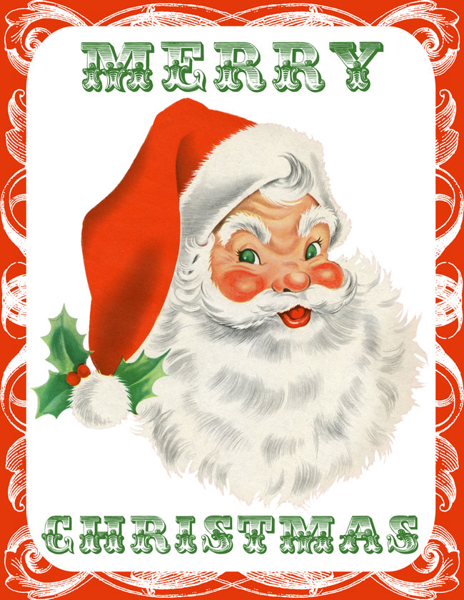 Retro Santa and Snowman Printables - The Graphics Fairy