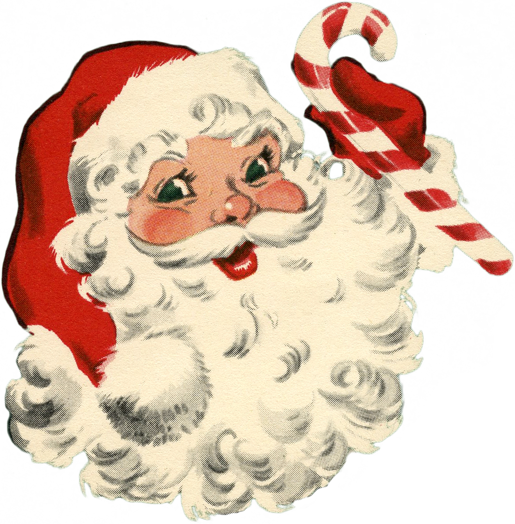 Vintage Santa with Candy Cane Image! - The Graphics Fairy