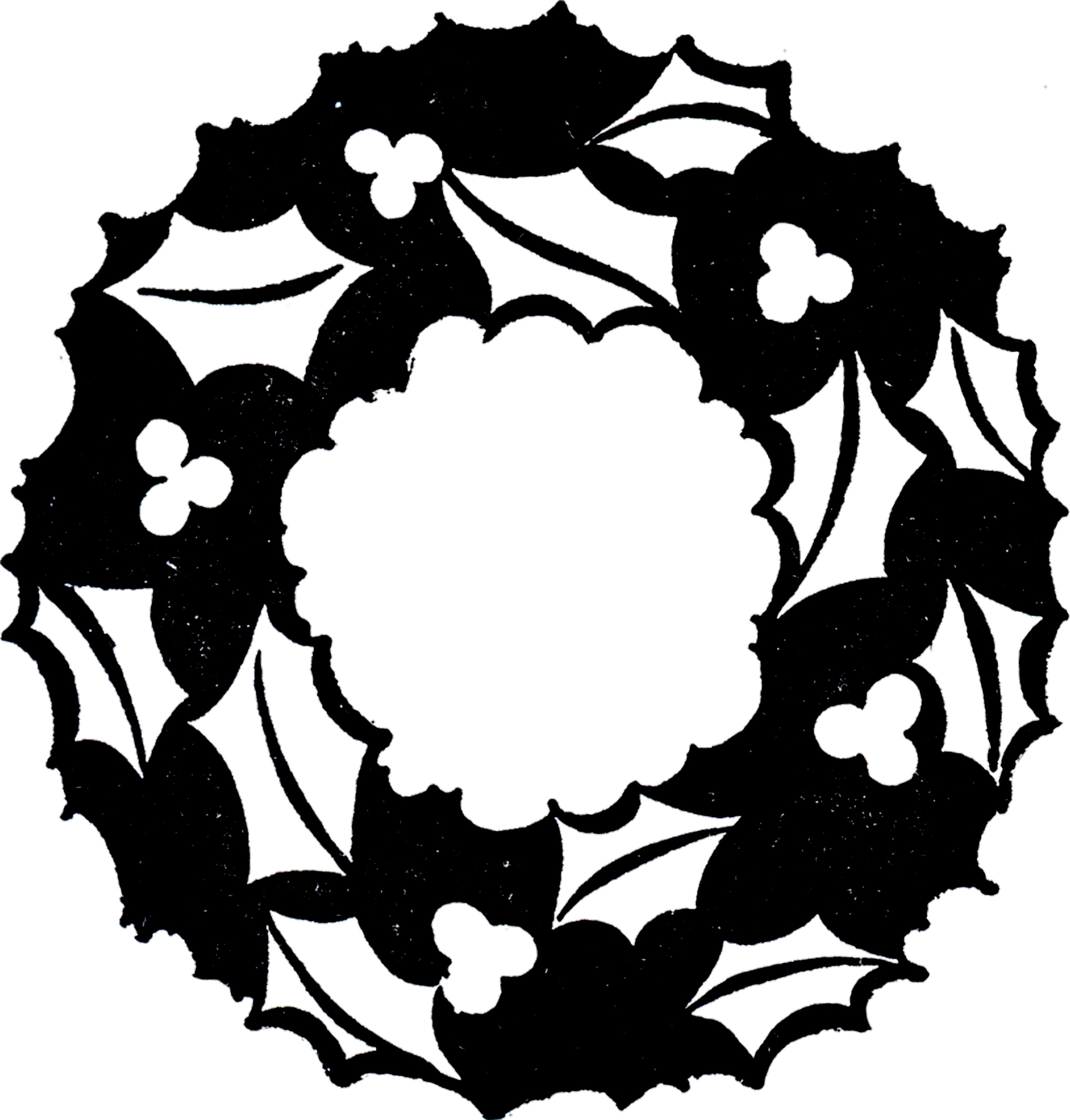 clipart christmas wreath black and white - photo #19