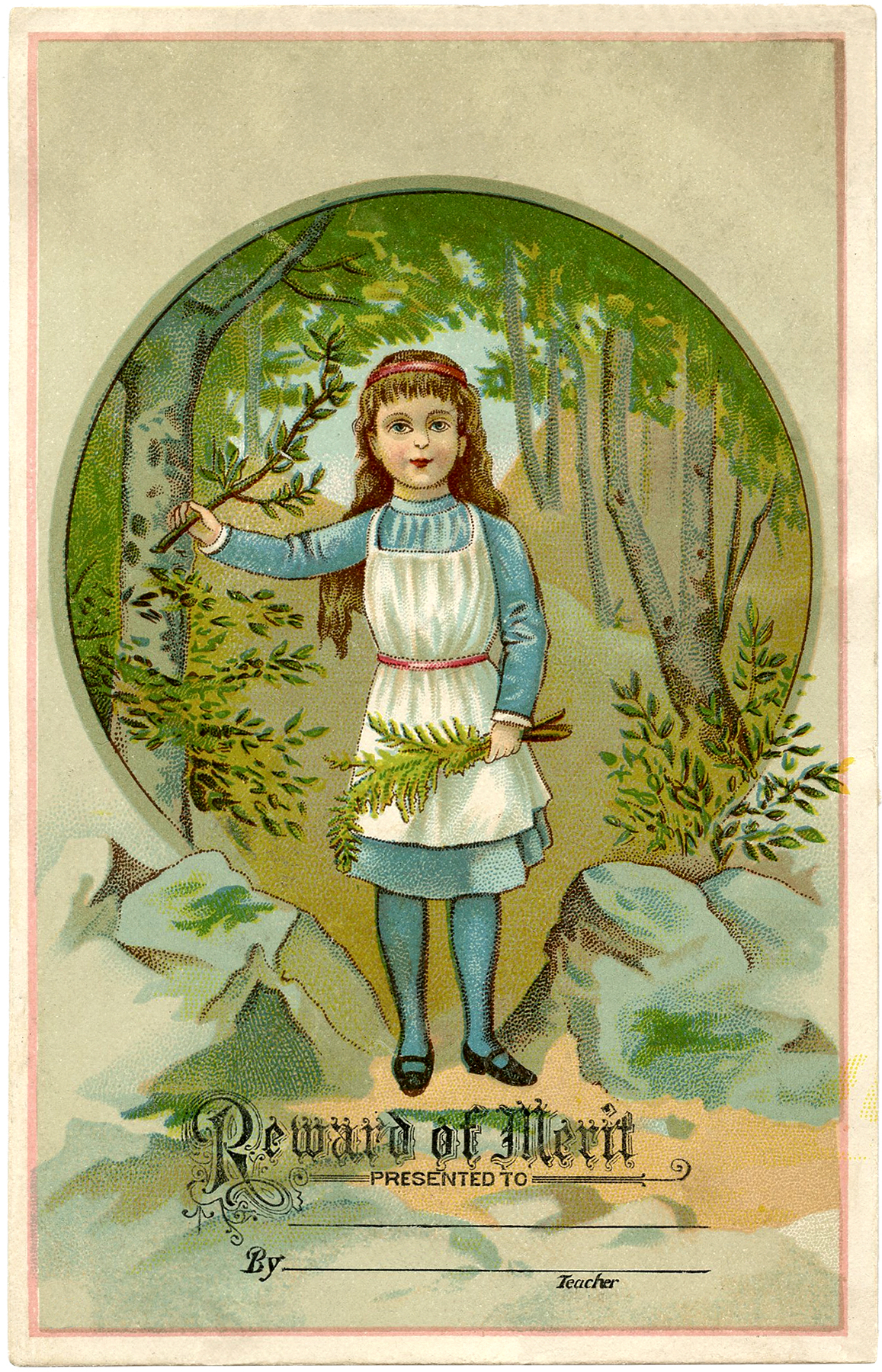 Vintage Reward of Merit Girl - Cute! - The Graphics Fairy
