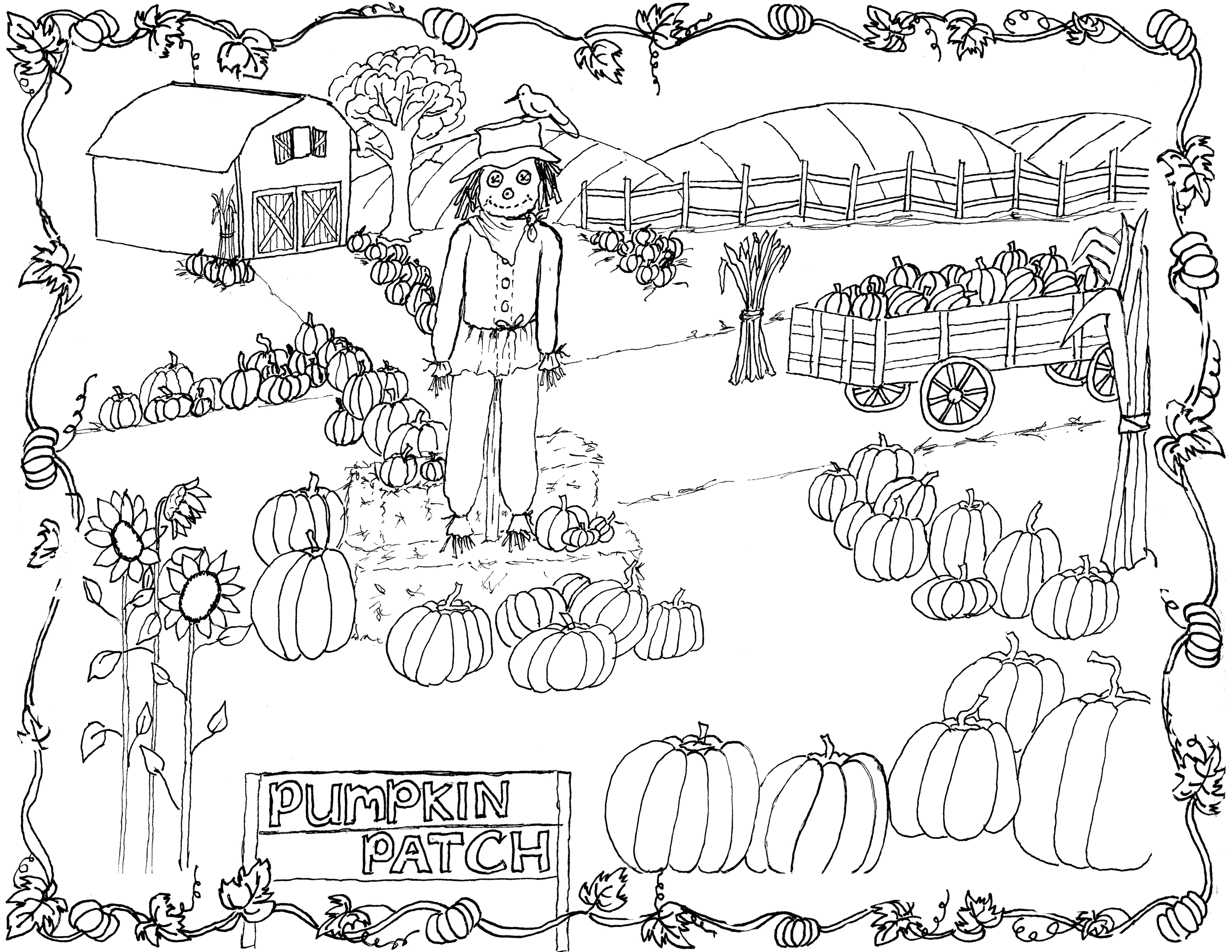 Pumpkin Patch Coloring Page Printable! The Graphics Fairy