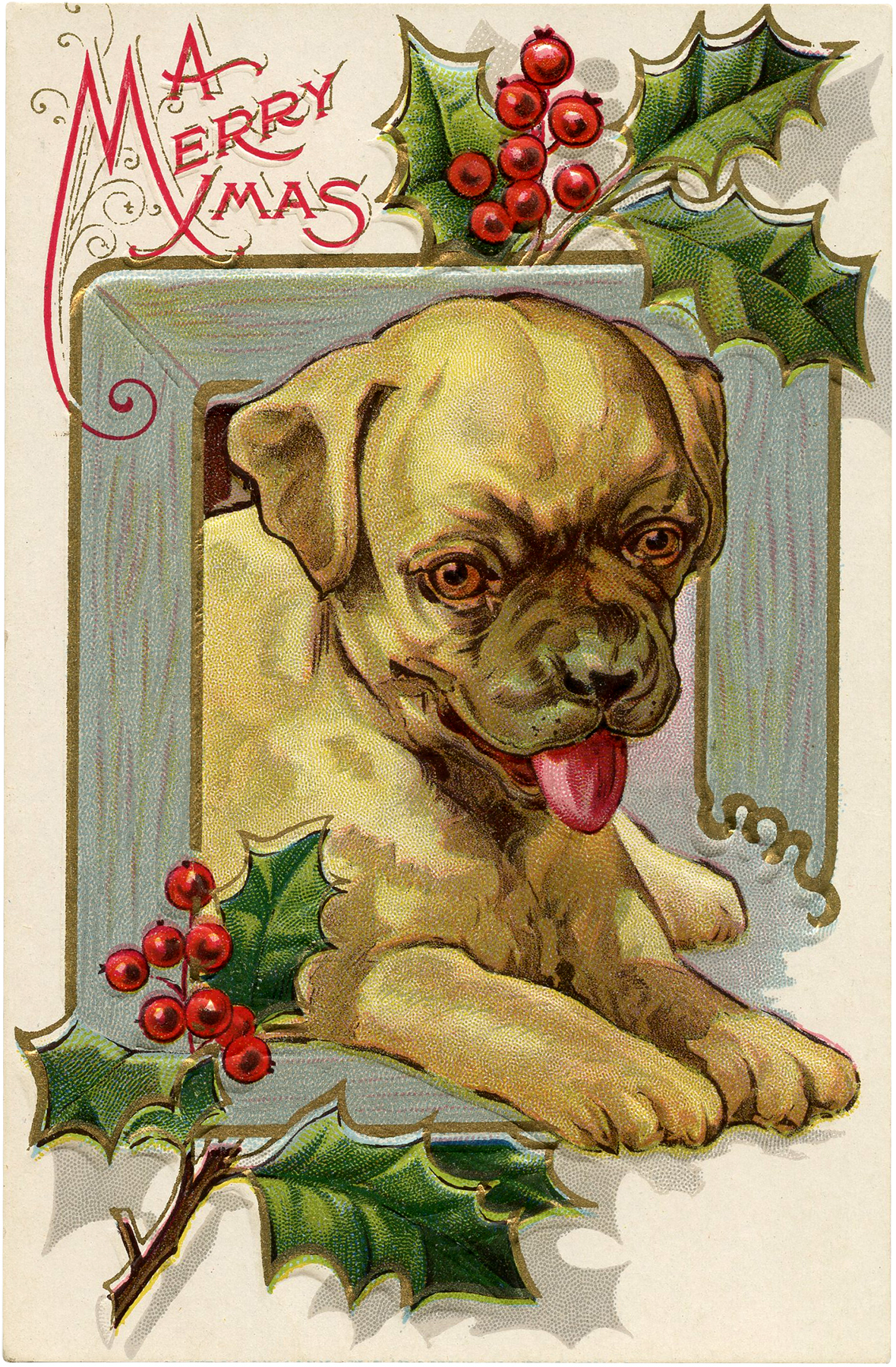 Vintage Christmas Dog Download! - The Graphics Fairy