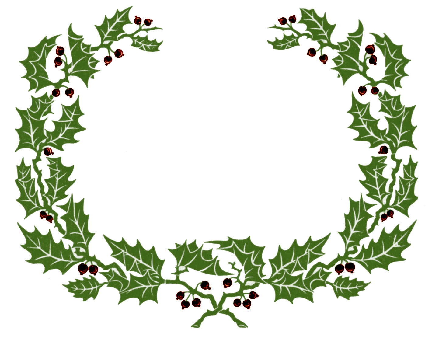Vintage Clip Art - Holly Wreath Graphic Frame - The ...