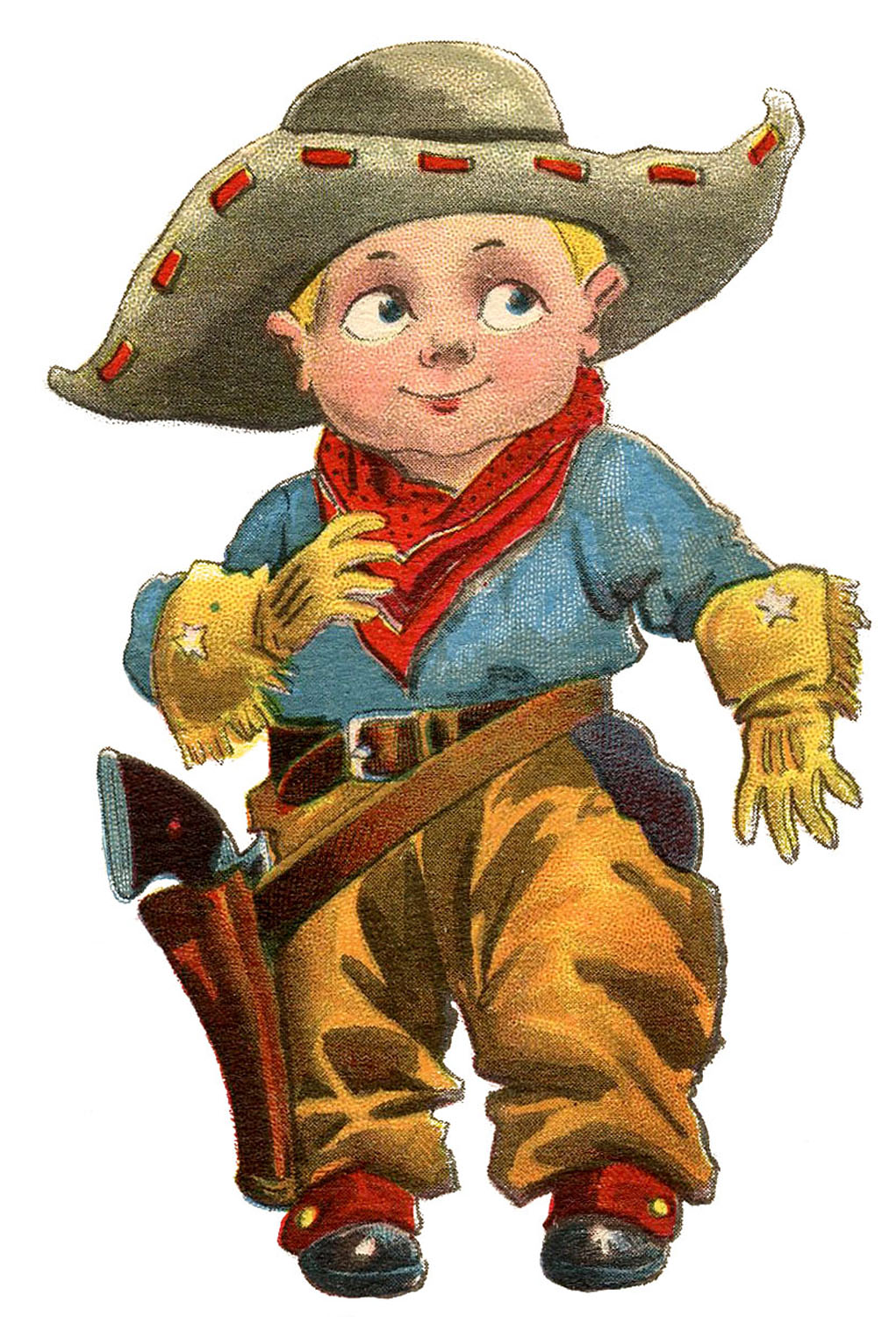 Vintage Clip Art - Cute LIttle Cowboy - The Graphics Fairy