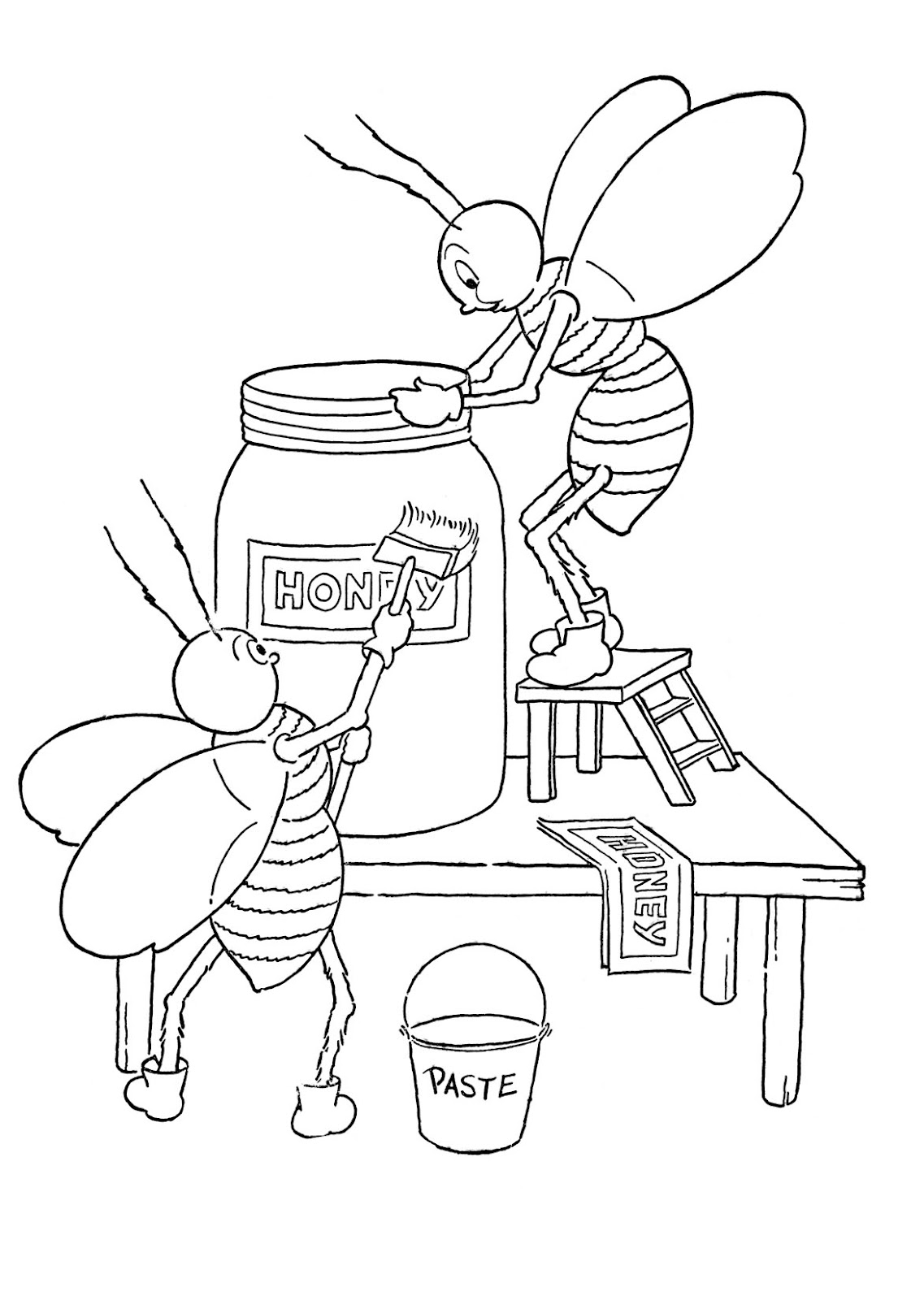 Kids Printable - Honey Bees Coloring Page - The Graphics Fairy