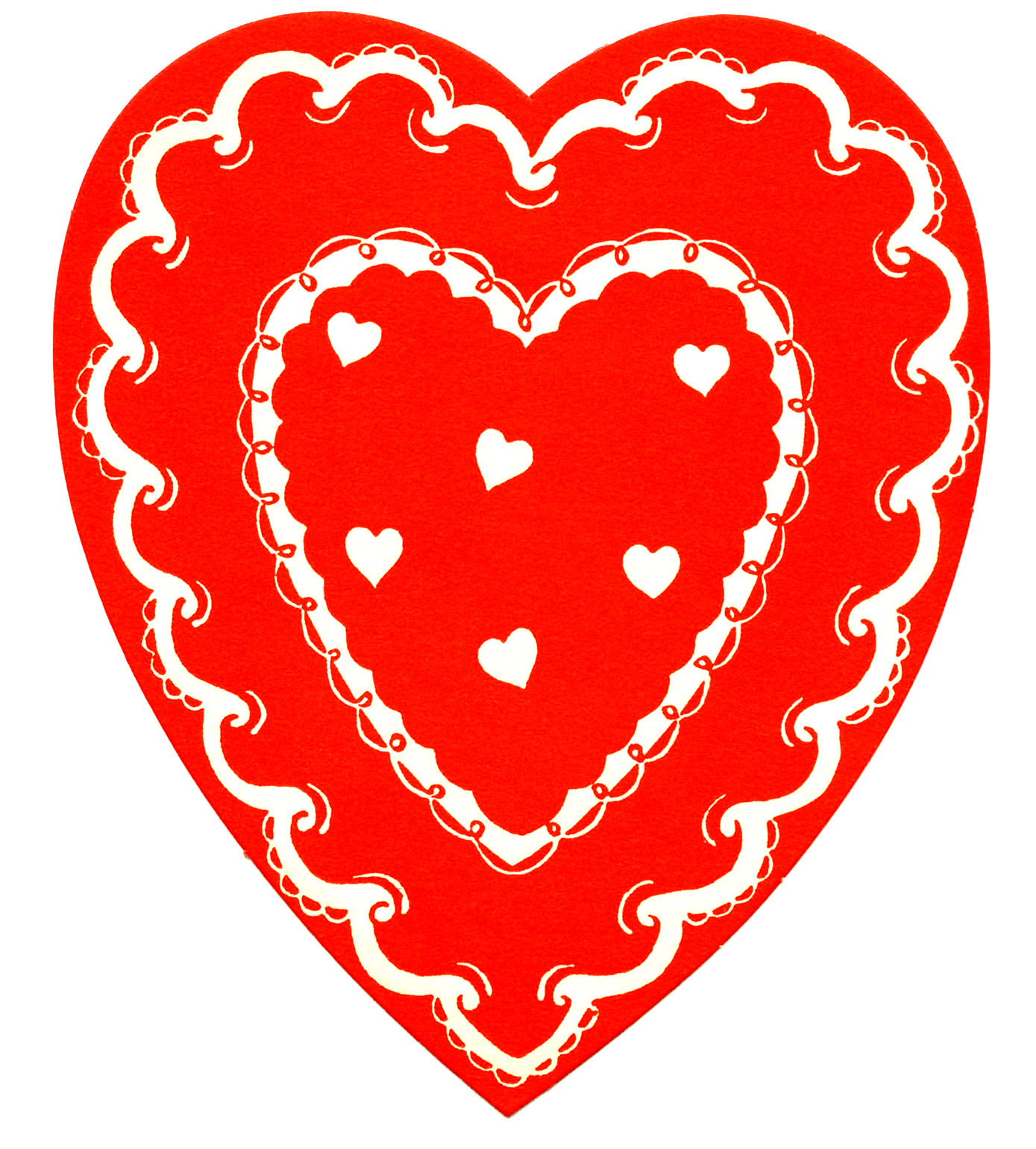 Vintage Valentine's Clip Art - Classic Red and White Heart - The