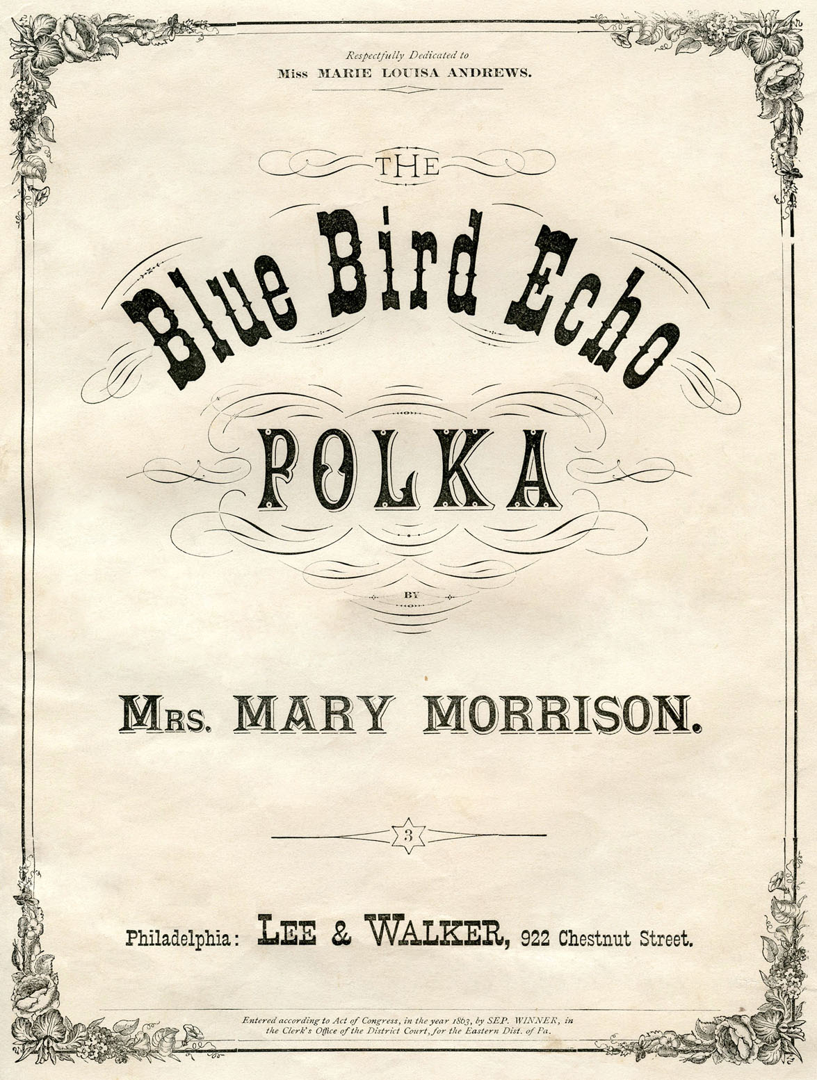 Vintage Ephemera Graphic Sheet Music Cover Blue Bird