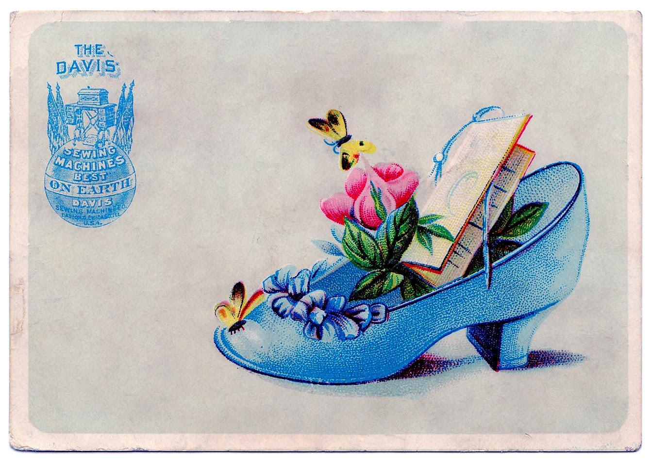 Vintage Clip Art - Pretty Shoe with Flowers - Sewing - The Graphics Fairy