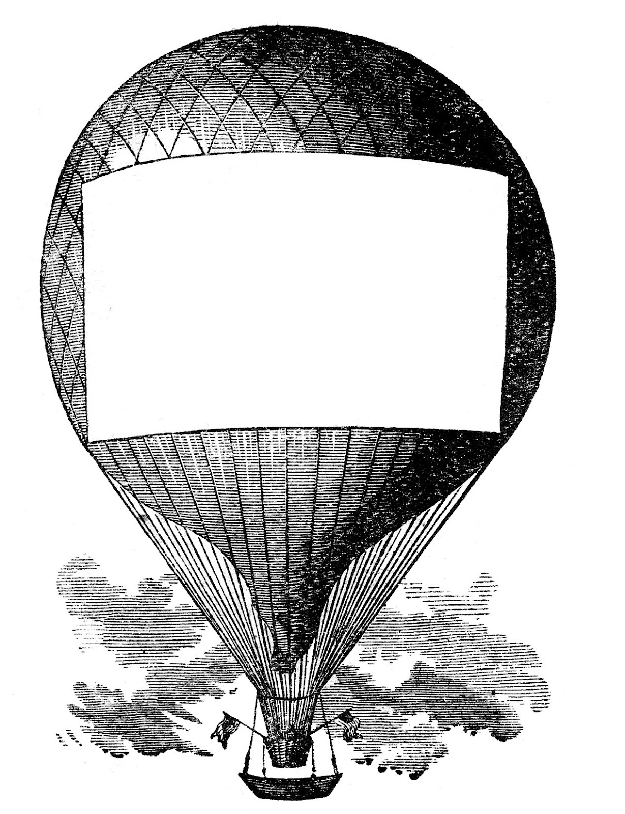 free hot air balloon clipart black and white - photo #28