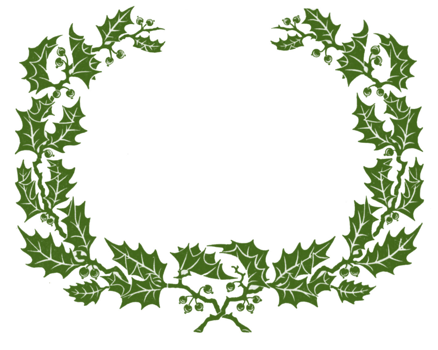 Vintage Clip Art Holly Wreath Graphic Frame The