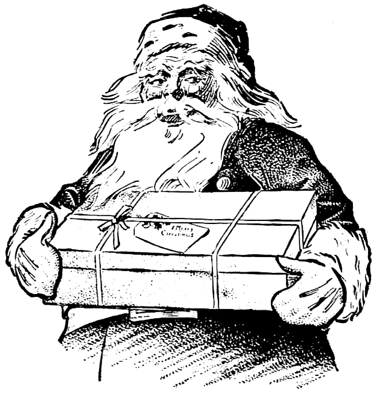 Vintage Christmas Clip Art - Santa with Gift - The Graphics Fairy