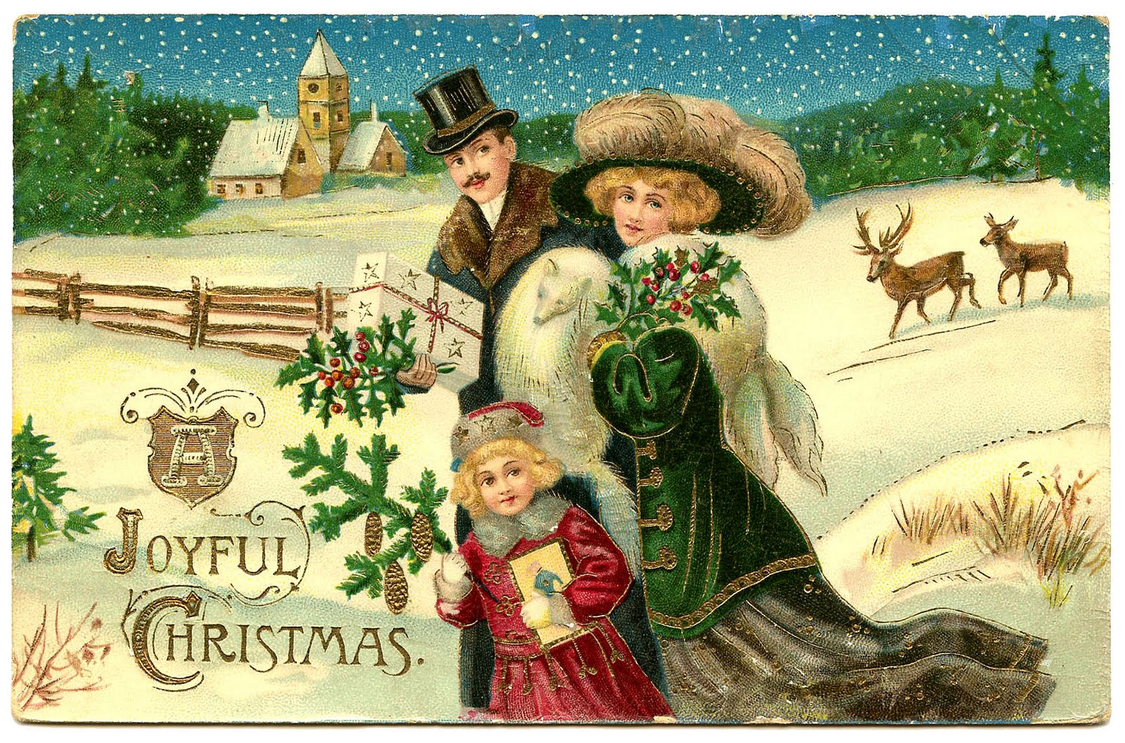 Victorian Christmas Clip Art - Beautiful Family - The Graphics Fairy