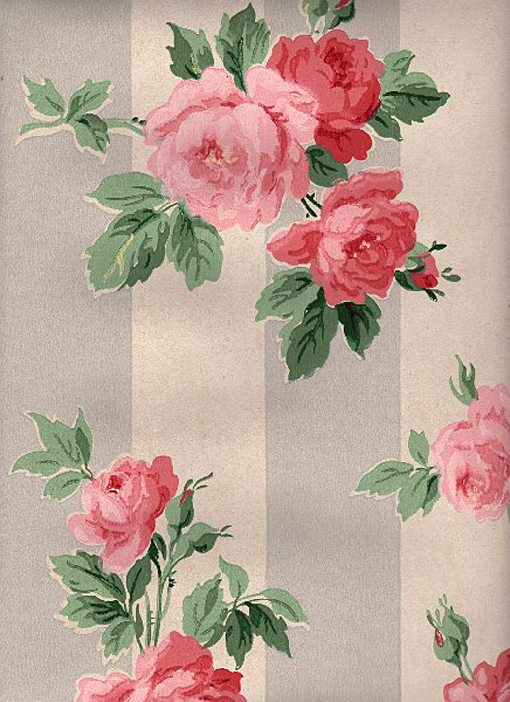 12 Vintage Wallpapers - Cabbage Roses and More - The Graphics Fairy
