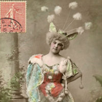 Burlesque Dancer lady in costume with hat