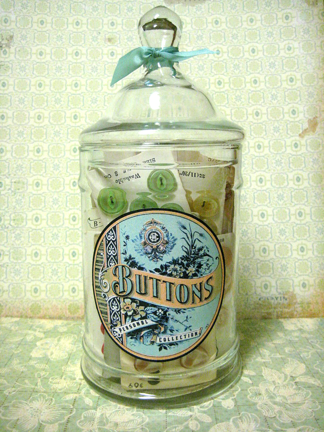 Button Jar with Labels Cathe Holden