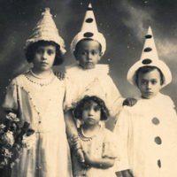 Children dressed as clowns photo