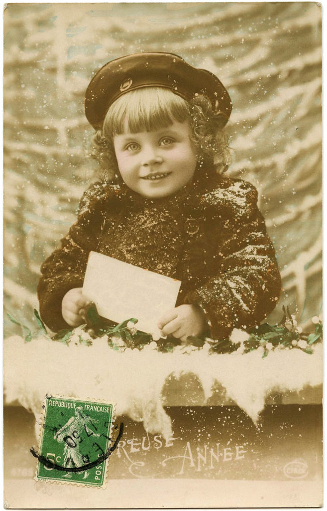 Snowy Little Girl Vintage Picture