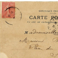 Old French postcard with Red stamp