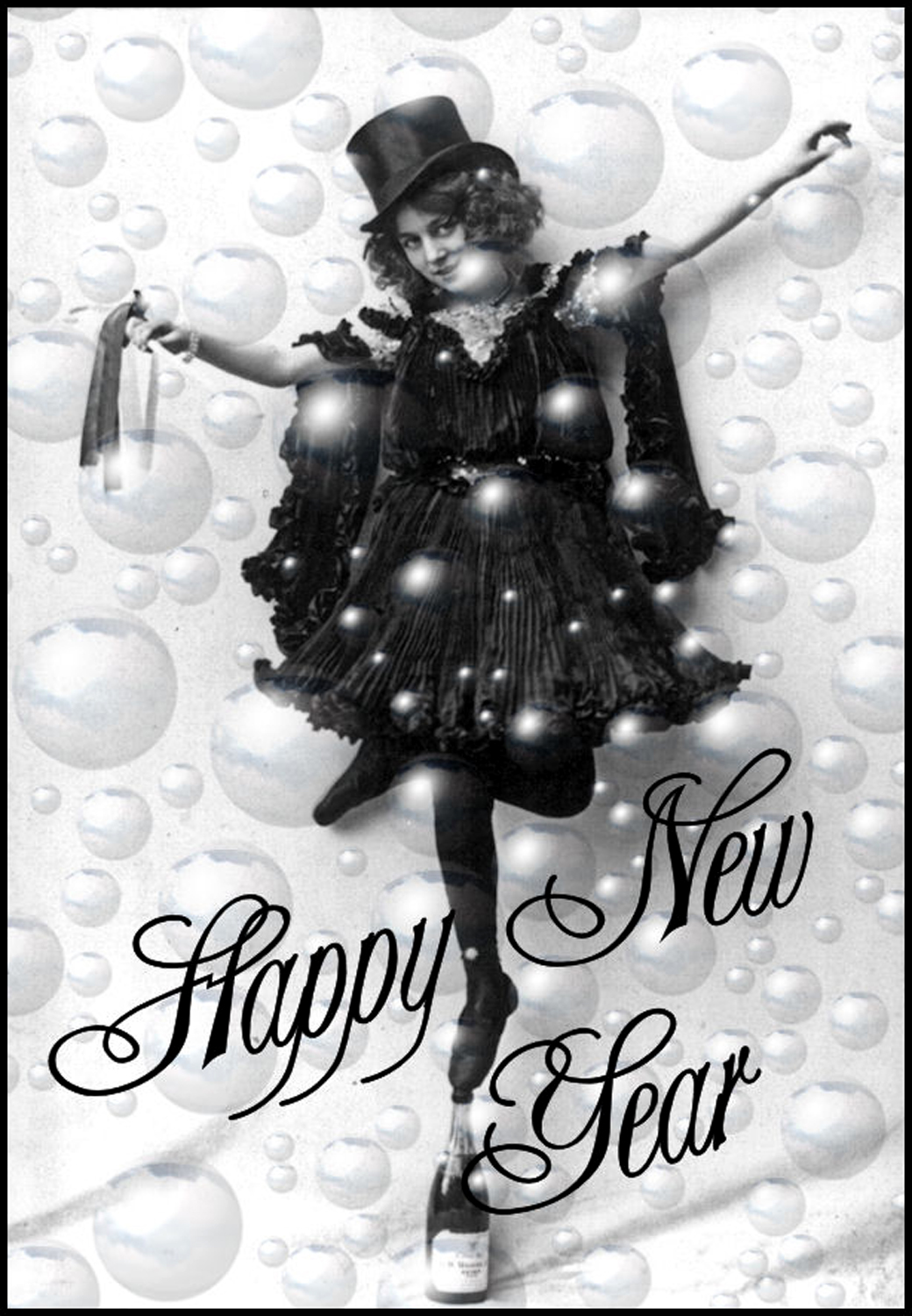 new years clipart black and white 2022