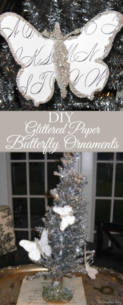 DIY Glittered Paper Butterfly Ornaments Pinterest Graphic