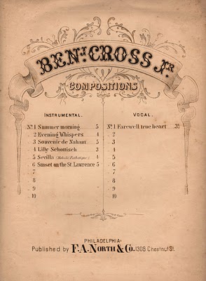 Sheet Music Cover that says Ben Cross Jr on it