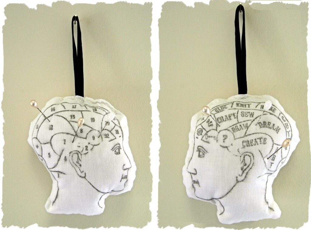 Pin Cushion Shaped like a Phrenology Head