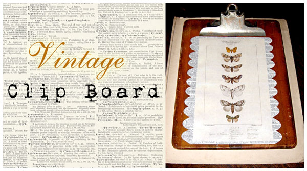 Vintage Decorative Clipboard with Moth Print