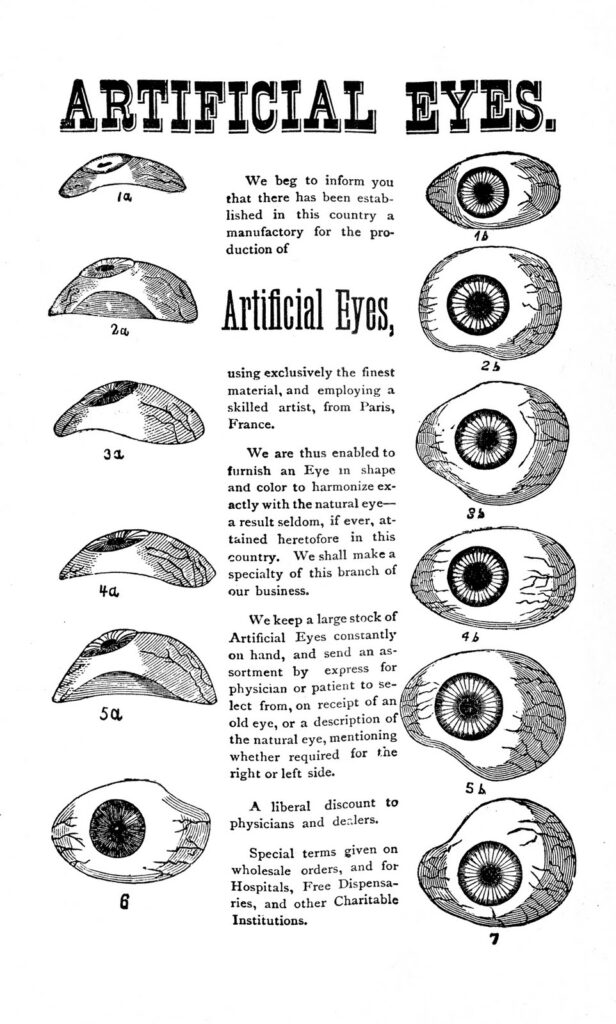 Artificial Eyes Advertisement Black and White
