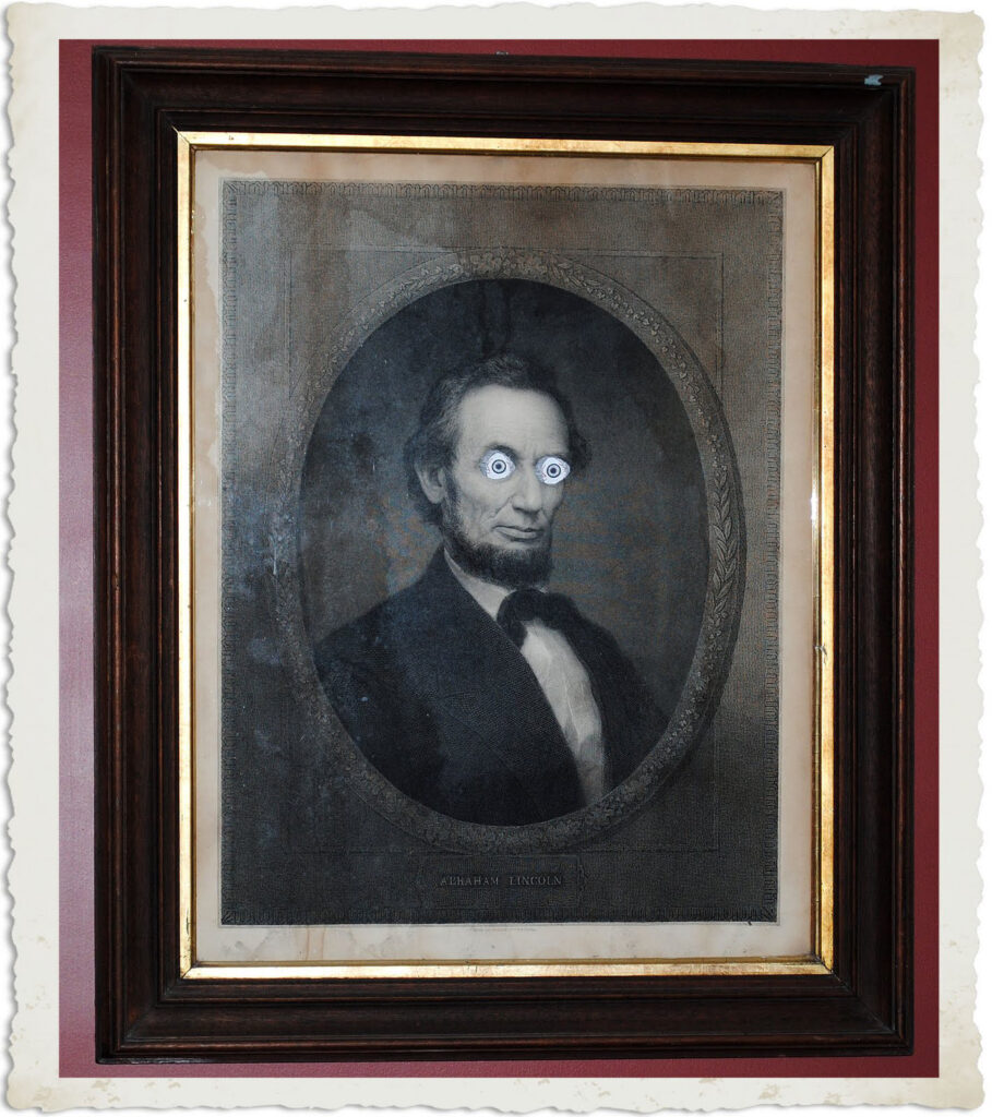 Able Lincoln Print with Spooky eyes