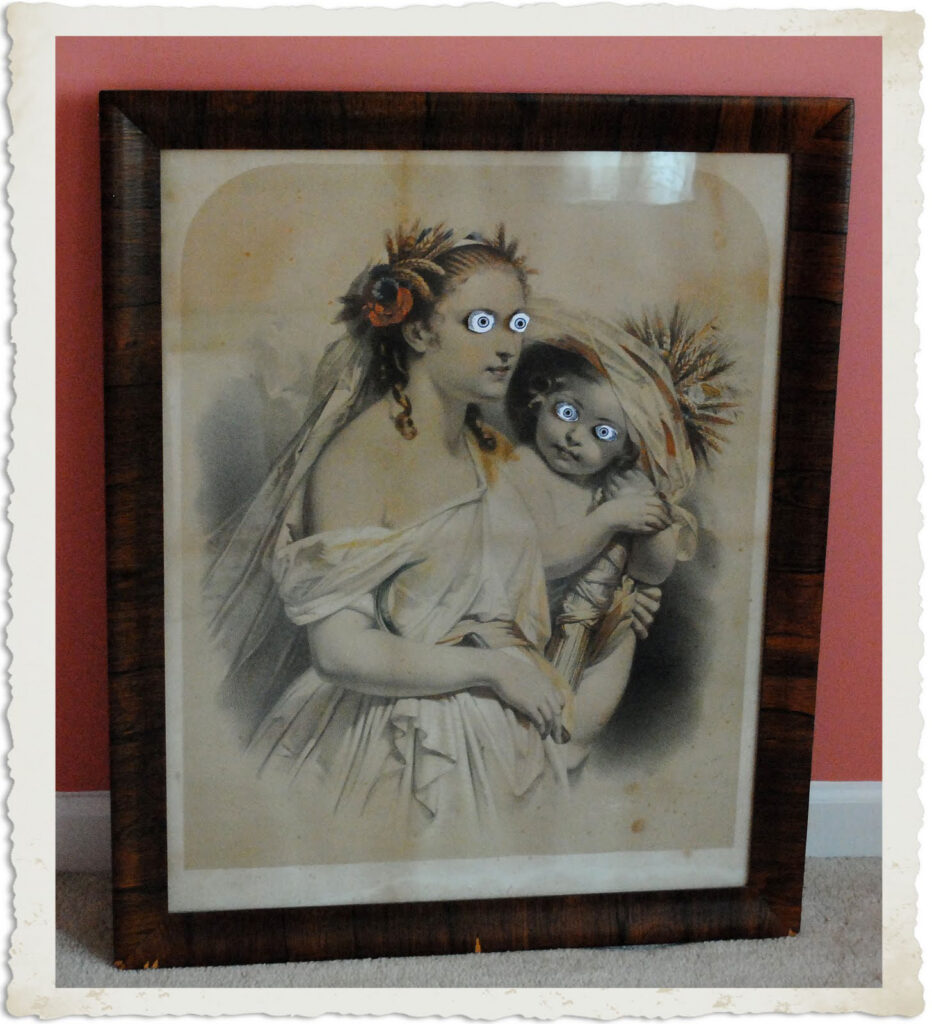 Print of Woman and Child with Spooky eyes