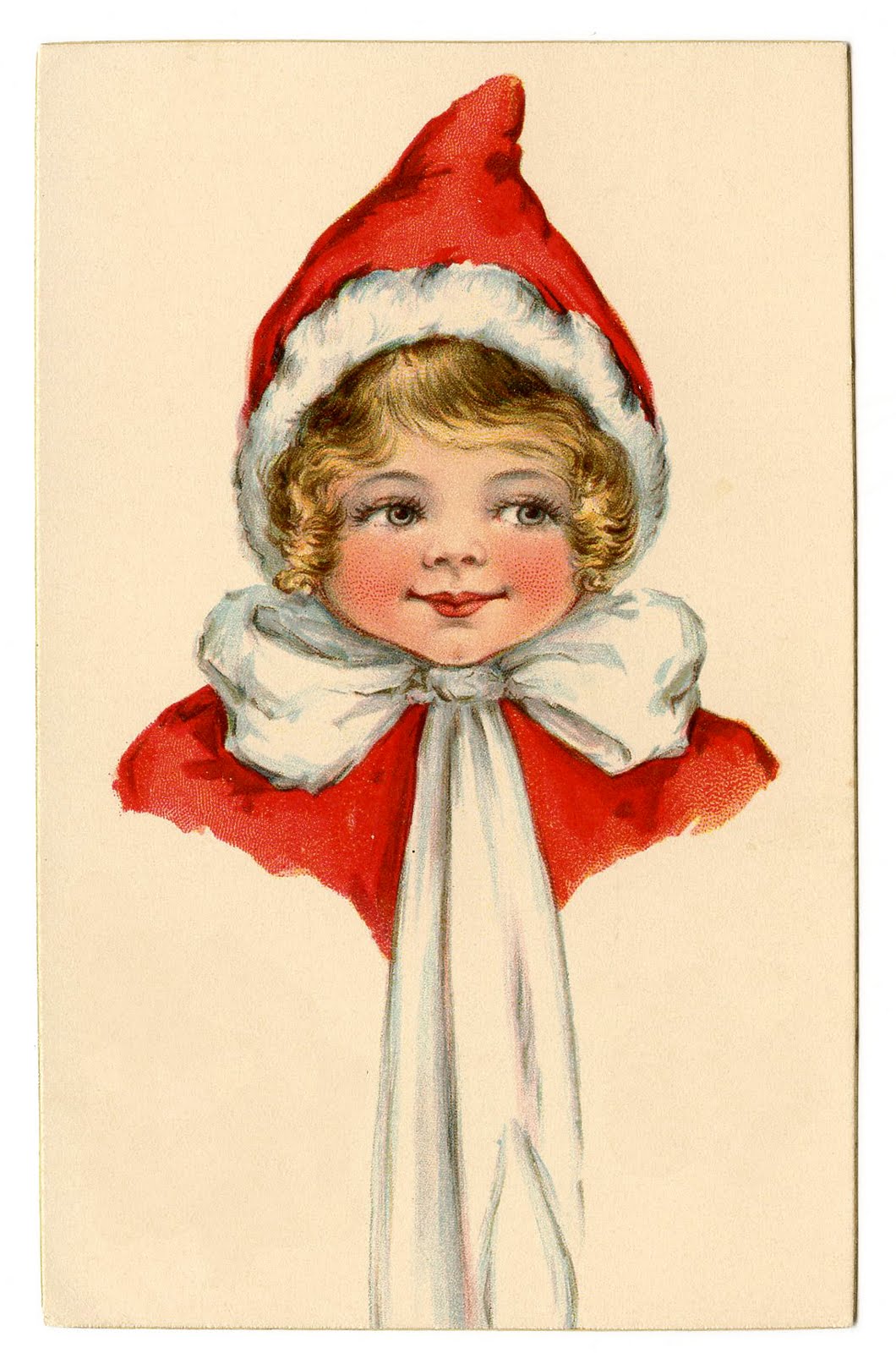 Vintage Christmas Clip Art - Adorable Elf Girl - The Graphics Fairy