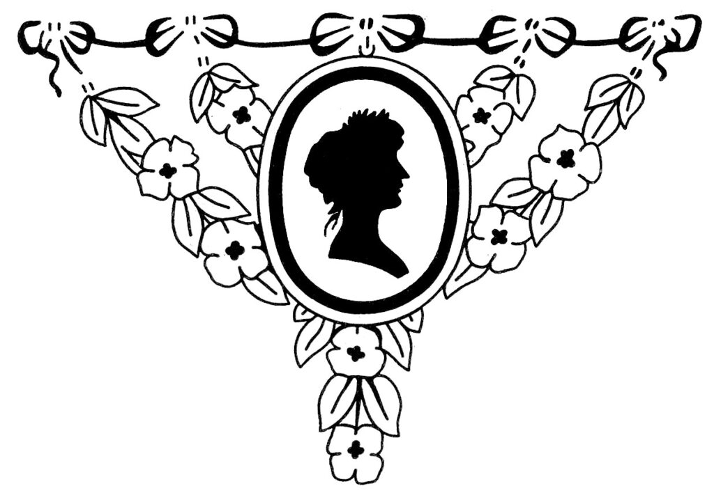 Image of Silhoutte Lady with floral frame