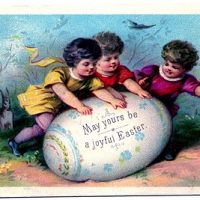 children with a giant Easter egg
