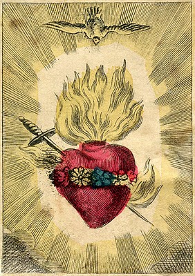 Antique Graphic - Amazing French Holy Card - Sacred Heart - The