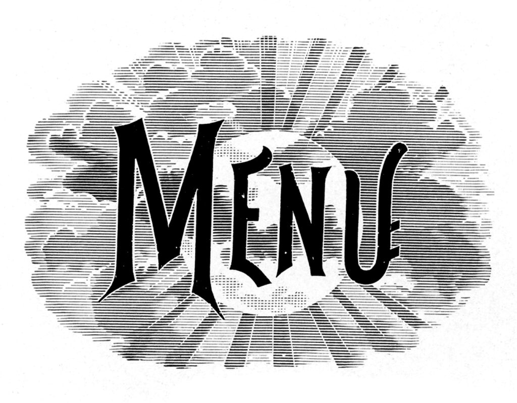 Menu Graphic with Moon and Rays