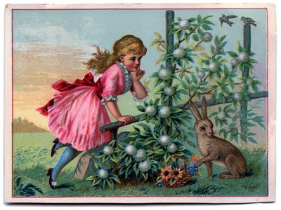 Victorian Graphic - Little Girl with Rabbit - The Graphics Fairy