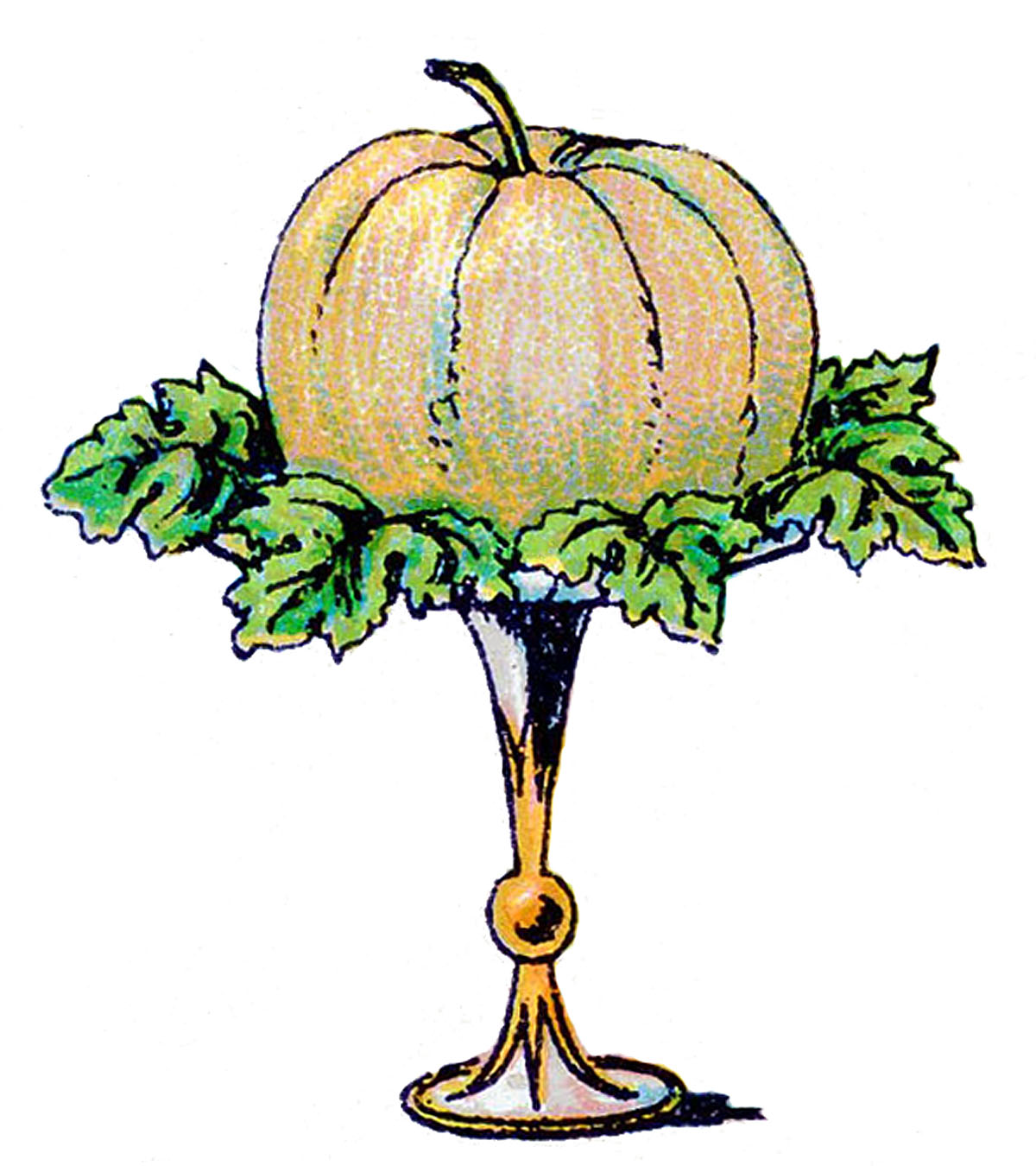Vintage Clip Art Pumpkin on a Pedestal The Graphics Fairy