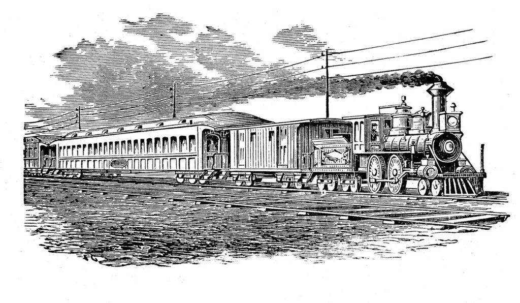 Vintage Train Image Black and White