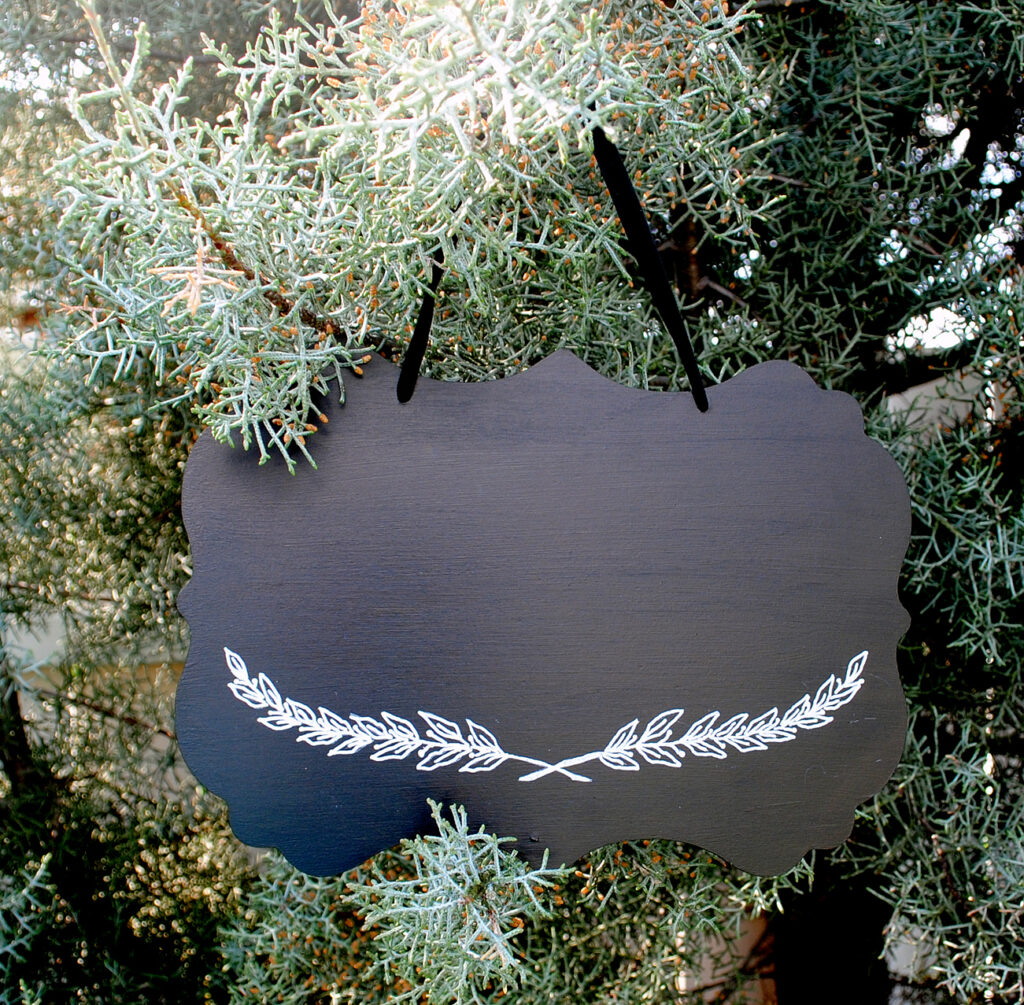 DIY Chalkboard Sign Tutorial chalkboard hanging on tree