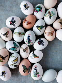 Decoupaged Eggs With birds and butterflies